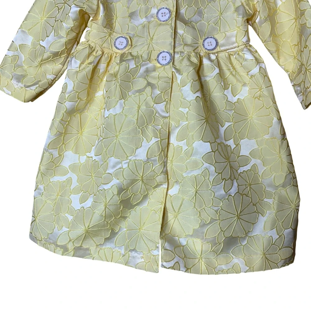 Blueberi Boulevard Girls Yellow Floral Dress Coat Jacket Size 2T‎